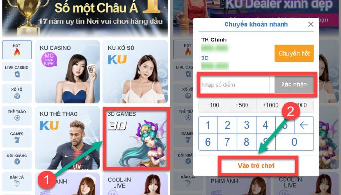 Cách chơi xóc đĩa 3D Kubet - Nhấn chọn “3D GAMES”